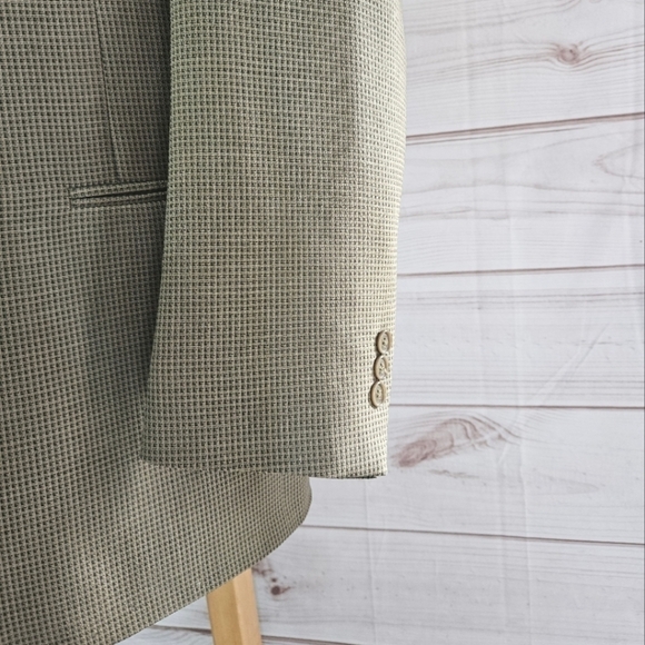 Vintage Pierre Cardin Checkered Notched Lapel Blazer in Sage and Tan Size 44L - Picture 6 of 16